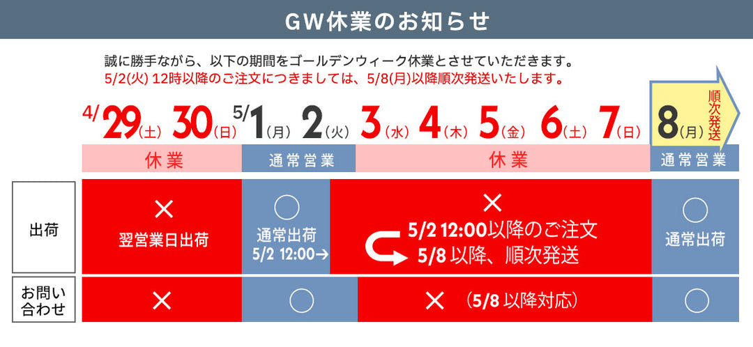 GW休業のお知らせ