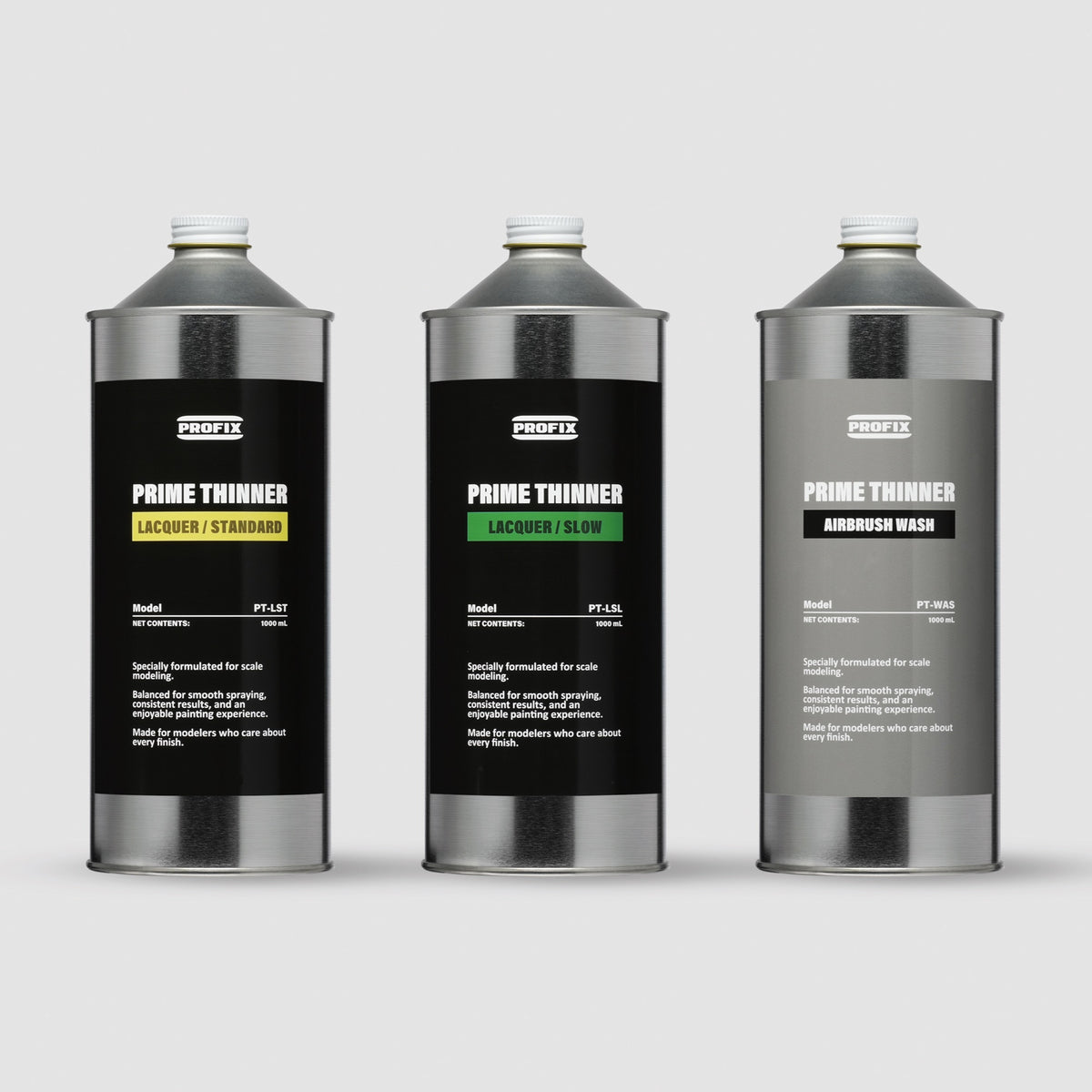 PRIME THINNER STANDARD・SLOW・AIRBRUSH WASH 3製品
