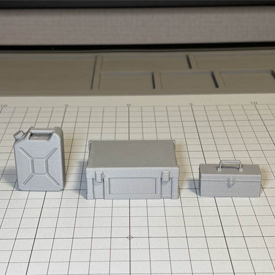 だいたい1/16スケールグッズAセット(ドラム缶、ジュリ缶、工具箱、コンテナ)