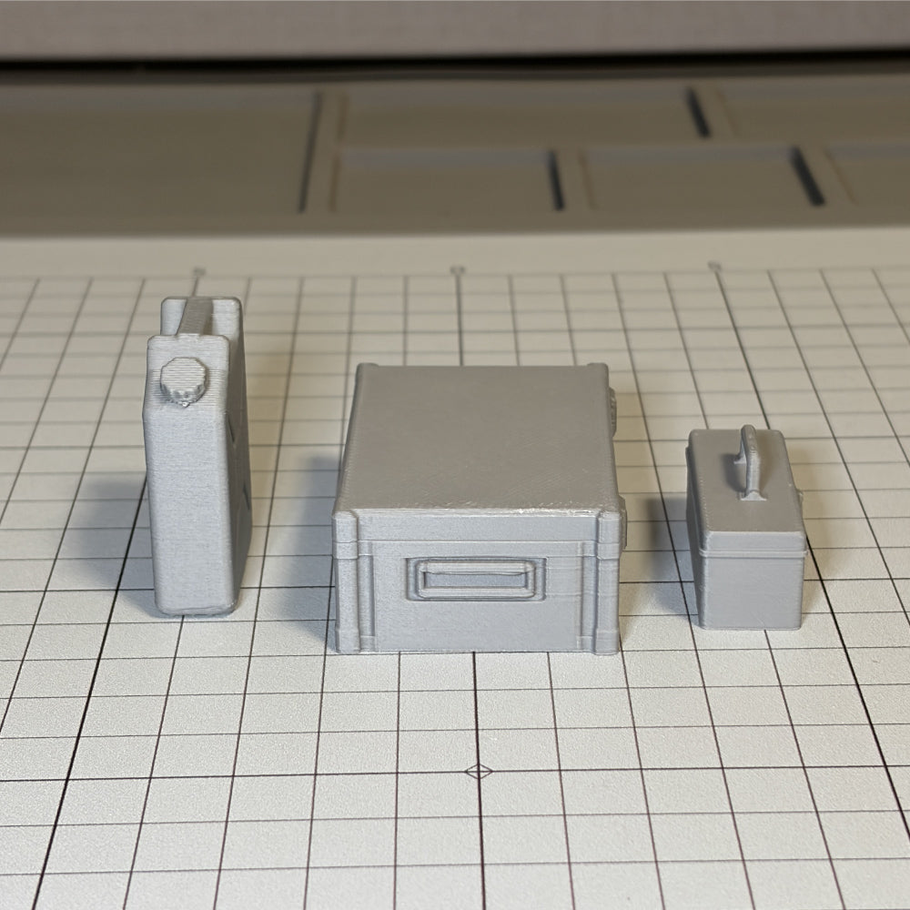 だいたい1/16スケールグッズAセット(ドラム缶、ジュリ缶、工具箱、コンテナ)
