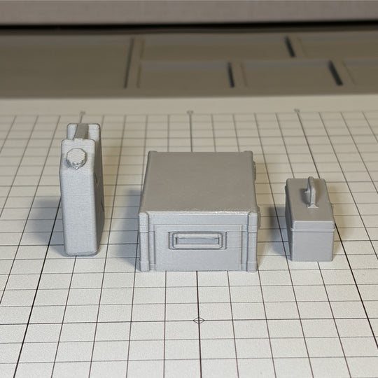だいたい1/16スケールグッズAセット(ドラム缶、ジュリ缶、工具箱、コンテナ)