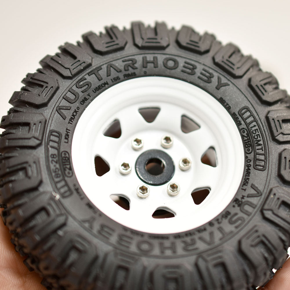 ［問屋ワールド］クローラーRC用1.55インチスチール製ビードロックホイール・タイヤセット（85mm） (4個セット)