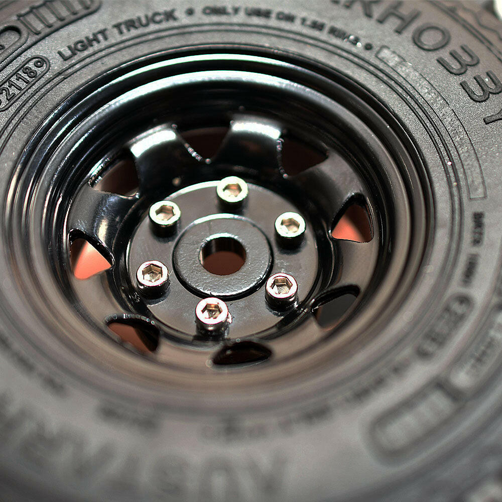 ［問屋ワールド］クローラーRC用1.55インチスチール製ビードロックホイール・タイヤセット（90mm） (4個セット)