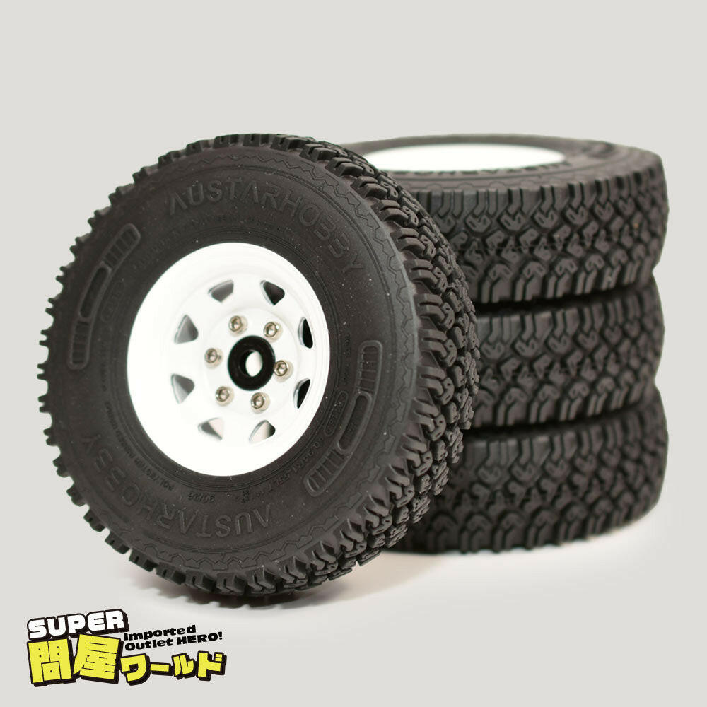 ［問屋ワールド］クローラーRC用1.55インチスチール製ビードロックホイール・タイヤセット（90mm） (4個セット)