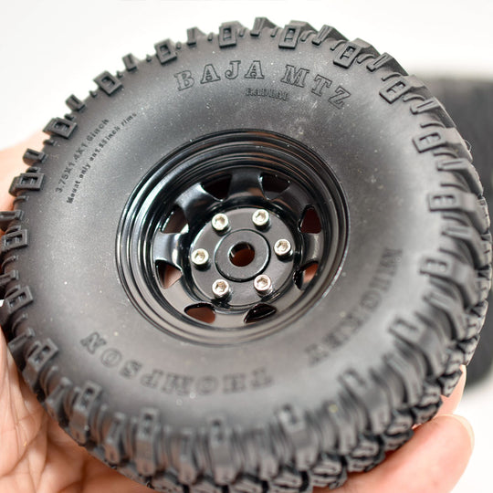［問屋ワールド］クローラーRC用1.55インチスチール製ビードロックホイール・タイヤセット（95mm） (4個セット)